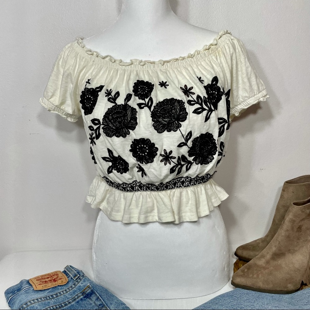 American Eagle Scrunch Waist Floral Crop Top AEO